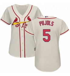 Womens Majestic St Louis Cardinals 5 Albert Pujols Authentic Cream Alternate Cool Base MLB Jersey