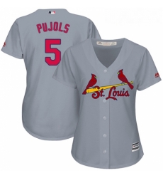 Womens Majestic St Louis Cardinals 5 Albert Pujols Authentic Grey Road Cool Base MLB Jersey