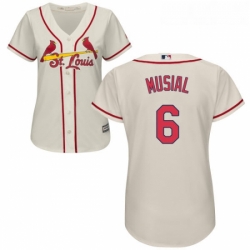 Womens Majestic St Louis Cardinals 6 Stan Musial Authentic Cream Alternate Cool Base MLB Jersey