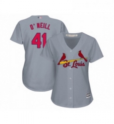 Womens St Louis Cardinals 41 Tyler O Neill Replica Grey Road Cool Base Baseball Jersey 