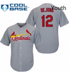 Youth Majestic St Louis Cardinals 12 Paul DeJong Replica Grey Road Cool Base MLB Jersey 