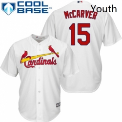 Youth Majestic St Louis Cardinals 15 Tim McCarver Authentic White Home Cool Base MLB Jersey