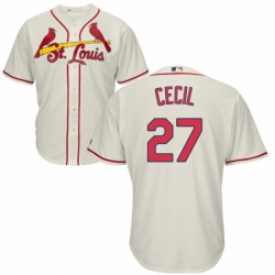 Youth Majestic St Louis Cardinals 27 Brett Cecil Replica Cream Alternate Cool Base MLB Jersey 