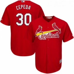 Youth Majestic St Louis Cardinals 30 Orlando Cepeda Authentic Red Alternate Cool Base MLB Jersey