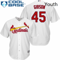 Youth Majestic St Louis Cardinals 45 Bob Gibson Replica White Home Cool Base MLB Jersey