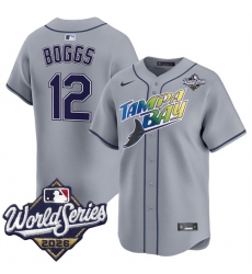 Men Tampa Bay Rays 12 Wade Boggs Grey 2026 World Series Limited Stitched Baseball Jersey Men Tampa Bay Rays 12 Wade Boggs Grey 2026 World Series Limited Stitched Baseball Jersey