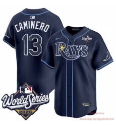 Men Tampa Bay Rays  13 Junior Caminero Navy 2026 World Series Limited Stitched Baseball Jersey