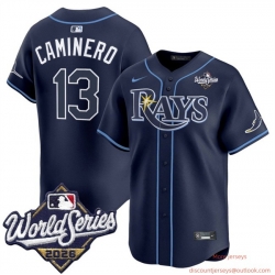 Men Tampa Bay Rays  13 Junior Caminero Navy 2026 World Series Limited Stitched Baseball Jersey