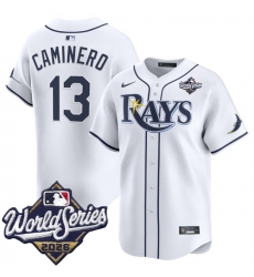 Men Tampa Bay Rays 13 Junior Caminero White 2026 World Series Home Limited Stitched Baseball Jersey Men Tampa Bay Rays 13 Junior Caminero White 2026 World Series Home Limited Stitched Baseball Jersey