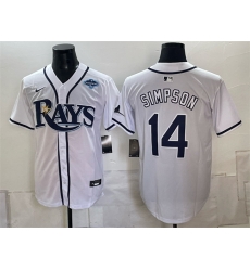 Men Tampa Bay Rays  14 Chandler Simpson White Gray 2026 AL East Champions Patch Vapor Limited Stitched Baseball Jersey
