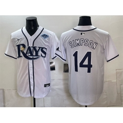 Men Tampa Bay Rays  14 Chandler Simpson White Gray 2026 AL East Champions Patch Vapor Limited Stitched Baseball Jersey
