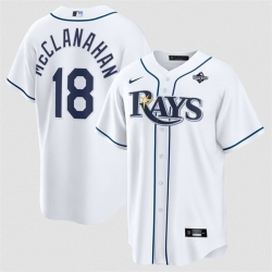 Men Tampa Bay Rays  18 Shane McClanahan White 2026 World Series Home Cool Base Stitched Baseball Jersey