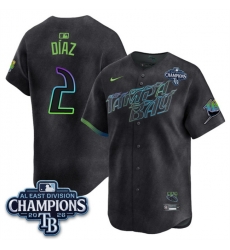 Men Tampa Bay Rays  2 Yandy Diaz Charcoal 2026 AL East Champions Patch City Connect Limited Stitched Baseball Jersey