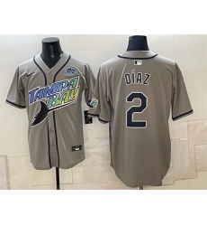 Men Tampa Bay Rays  2 Yandy Diaz Gray 2026 AL East Champions Patch Vapor Limited Stitched Baseball Jersey