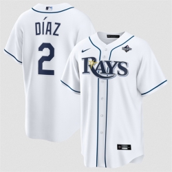 Men Tampa Bay Rays  2 Yandy Diaz White 2026 World Series Home Cool Base Stitched Baseball Jersey