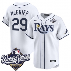 Men Tampa Bay Rays  29 Jacob Melton White 2026 World Series Home Limited Stitched Baseball Jersey
