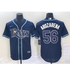 Men Tampa Bay Rays 56 Randy Arozarena Navy Cool Base Stitched Baseball Jersey 1