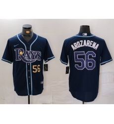 Men Tampa Bay Rays 56 Randy Arozarena Navy Cool Base Stitched Baseball Jersey 2