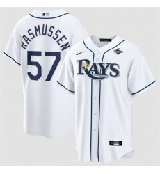 Men Tampa Bay Rays  57 Drew Rasmussen White 2026 World Series Home Cool Base Stitched Baseball Jersey