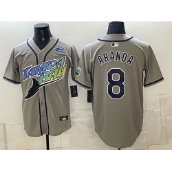 Men Tampa Bay Rays  8 Jonathan Aranda Gray 2026 AL East Champions Patch Vapor Limited Stitched Baseball Jersey