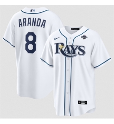 Men Tampa Bay Rays  8 Jonathan Aranda White 2026 World Series Home Cool Base Stitched Baseball Jersey