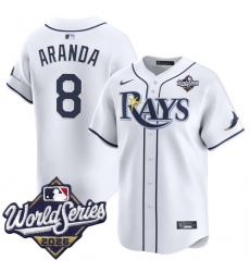 Men Tampa Bay Rays 8 Jonathan Aranda White 2026 World Series Home Limited Stitched Baseball Jersey Men Tampa Bay Rays 8 Jonathan Aranda White 2026 World Series Home Limited Stitched Baseball Jersey