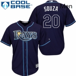 Mens Majestic Tampa Bay Rays 20 Steven Souza Replica Navy Blue Alternate Cool Base MLB Jersey