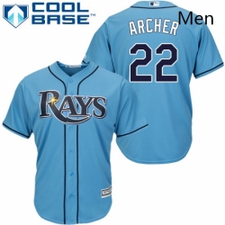 Mens Majestic Tampa Bay Rays 22 Chris Archer Replica Light Blue Alternate 2 Cool Base MLB Jersey
