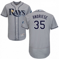 Mens Majestic Tampa Bay Rays 35 Matt Andriese Grey Road Flex Base Authentic Collection MLB Jersey