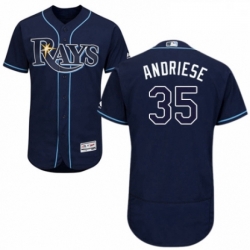 Mens Majestic Tampa Bay Rays 35 Matt Andriese Navy Blue Alternate Flex Base Authentic Collection MLB Jersey