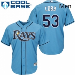 Mens Majestic Tampa Bay Rays 53 Alex Cobb Replica Light Blue Alternate 2 Cool Base MLB Jersey