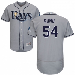 Mens Majestic Tampa Bay Rays 54 Sergio Romo Grey Flexbase Authentic Collection MLB Jersey