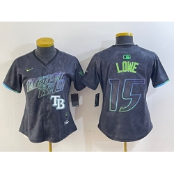 Women Tampa Bay Rays 15 Josh Lowe Charcoal 2024 City Connect Limited Stitched Baseball Jersey 3