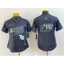 Women Tampa Bay Rays Team Big Logo Charcoal 2024 City Connect Limited Stitched Baseball JerseyS 1