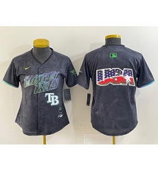 Women Tampa Bay Rays Team Big Logo Charcoal 2024 City Connect Limited Stitched Baseball JerseyS 2