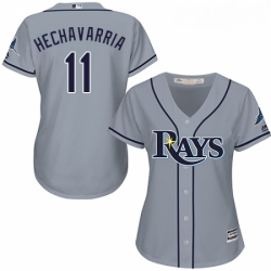 Womens Majestic Tampa Bay Rays 11 Adeiny Hechavarria Authentic Grey Road Cool Base MLB Jersey 