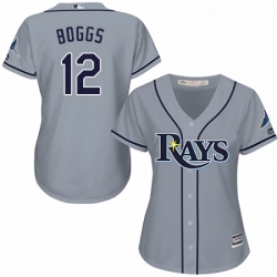 Womens Majestic Tampa Bay Rays 12 Wade Boggs Replica Grey Road Cool Base MLB Jersey