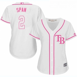 Womens Majestic Tampa Bay Rays 2 Denard Span Replica White Fashion Cool Base MLB Jersey 