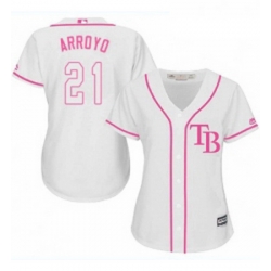 Womens Majestic Tampa Bay Rays 21 Christian Arroyo Replica White Fashion Cool Base MLB Jersey 