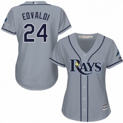 Womens Majestic Tampa Bay Rays 24 Nathan Eovaldi Replica Grey Road Cool Base MLB Jersey 