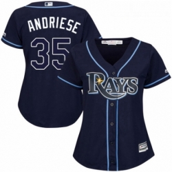 Womens Majestic Tampa Bay Rays 35 Matt Andriese Replica Navy Blue Alternate Cool Base MLB Jersey 