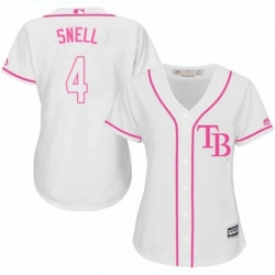 Womens Majestic Tampa Bay Rays 4 Blake Snell Replica White Fashion Cool Base MLB Jersey 