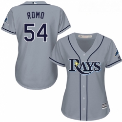 Womens Majestic Tampa Bay Rays 54 Sergio Romo Replica Grey Road Cool Base MLB Jersey 