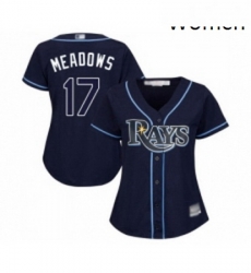 Womens Tampa Bay Rays 17 Austin Meadows Replica Navy Blue Alternate Cool Base Baseball Jersey 