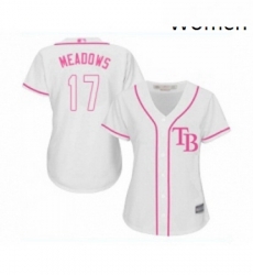 Womens Tampa Bay Rays 17 Austin Meadows Replica White Home Cool Base Baseball Jersey 