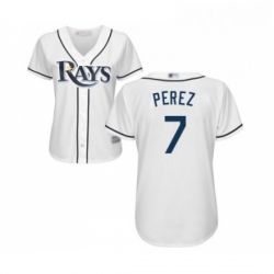 Womens Tampa Bay Rays 7 Michael Perez Replica White Home Cool Base Baseball Jersey 