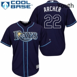 Youth Majestic Tampa Bay Rays 22 Chris Archer Authentic Navy Blue Alternate Cool Base MLB Jersey