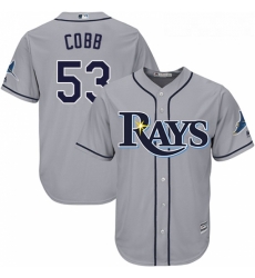 Youth Majestic Tampa Bay Rays 53 Alex Cobb Replica Grey Road Cool Base MLB Jersey