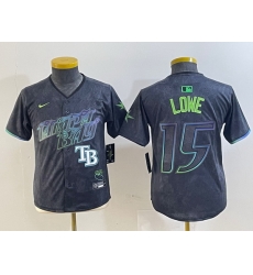 Youth Tampa Bay Rays 15 Josh Lowe Charcoal 2024 City Connect Limited Stitched Baseball Jersey  6