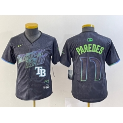 Youth Tampa Bay Rays 17 Isaac Paredes Charcoal 2024 City Connect Limited Stitched Baseball Jersey 3
